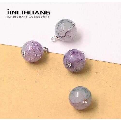 5pcs 10mm Pearl Buttons Purple Textures Rhinestone Ball Bead for Dress Cloth Shirt Craft Sewing Vintage Decorative DIY Accessory