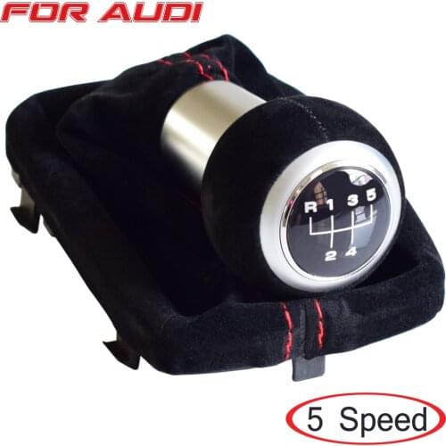 Manual Car 5 6 Speed Gear Shift Lever Knob Hand Ball Shifter Car Styling For Audi A3 S3 2001 2002 2003 Suede Leather Gaiter Boot