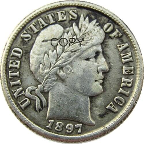 US Barber Dime 1897 P/S/O Silver Plated Copy Coins