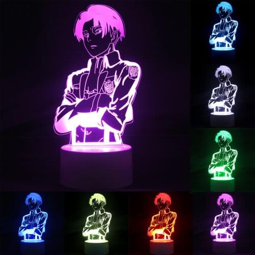 3D LED Illusion Lamp Night Light,Attack on Titan Anime 16 Color Change with Remote/USB Charge,Xmas Birthday Valentines Day Gift