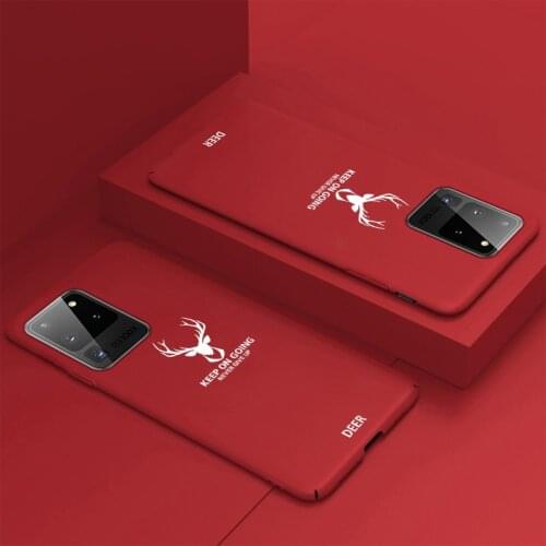 Ultra-thin Christmas Deer Colorful Matte Hard PC Phone Case For Samsung Galaxy S20 S10 5G S9 Note 20 10 Plus Cute Frosted Cover