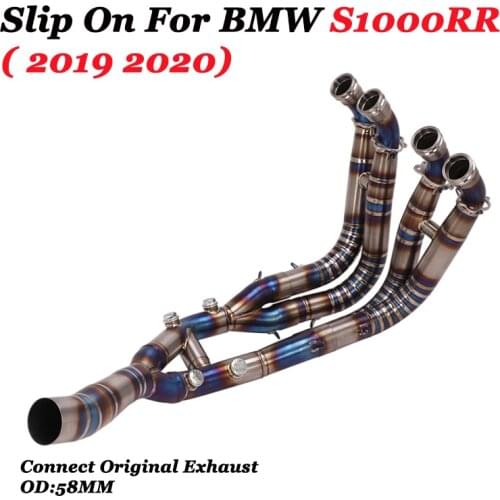 Titanium Alloy Motorcycle Exhaust Escape Full System For BMW S1000RR 2020 2019 Front Mid Link Pipe Slip On Connect Original 58MM