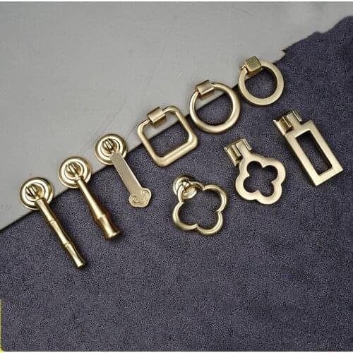 Golden Brass Brushed Furniture Handle Zinc Alloy Kitchen Cabinet Door Handle Luxury Single Hole Wardrobe Drawer Knob