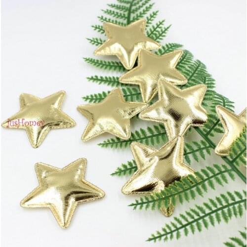 100pcs/Lot Gold Star Felt Pentagram Metallic Patch W/ Padded Double Side Fabric Shiny DIY Craft Free Shipping