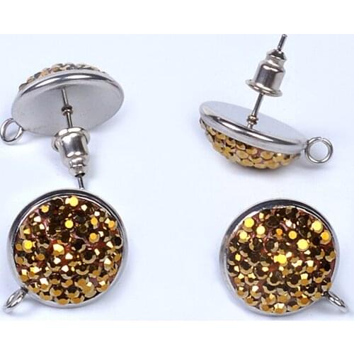 14mm 2pcs/lot Golden Distorted DIY Earrings Making Jewelry Accessories Earrings Base Connectors For Stud Earring Making Componen