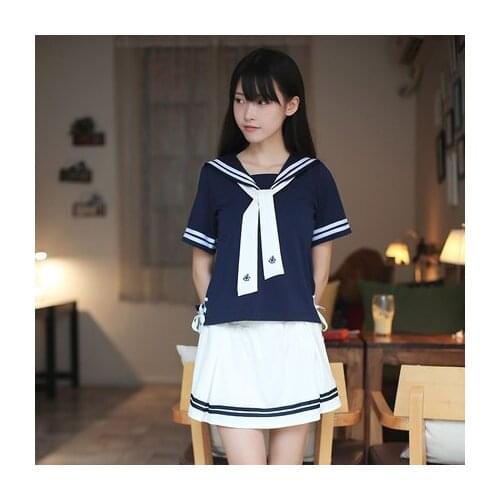 2020 Japanese Korean Version JK Suit Woman School Uniform High School Sailor Navy Cosplay Costumes Student Girls Pleated Skirt