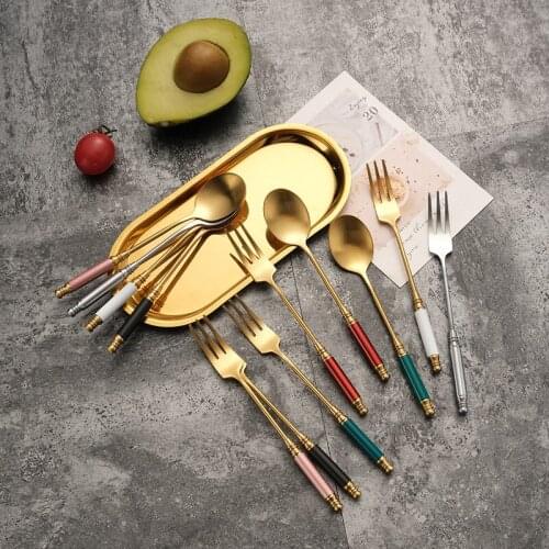 304 Stainless Steel Teaspoon Fork Tea Spoon Stirring Spoon Dessert Spoon Coffee Spoon Retro Small Soup Spoon Tableware