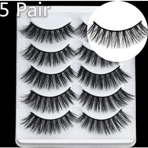 Quewel 5 Pairs 5D Soft Synthetic Eyelashes Handmade Wispy Fluffy Long Lashes Nature Eye Makeup Tools Eye Lashes Eyelash Extensio