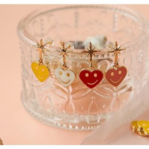 Cute and quirky girly love smiley face drop oil pendant DIY jewelry accessories earring material