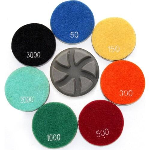 80mm 3 Inch Concrete Polishing Diamond Floor Pads Resin Bond Grit 50-3000 7 Pcs/set High Quality Marble Granite