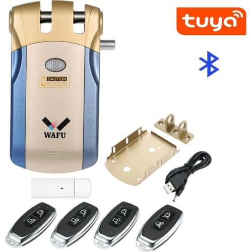 Tuya Wireless Smart Electric door Lock Invisible APP Bluetooth-compatible Remote Control lock home Security with 4 Transimiters