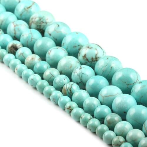 Natural Stone Beads Round Shape Turquoised Beads Loose Spacer Beaded for Jewelry Making DIY Necklace Bracelet Accessories