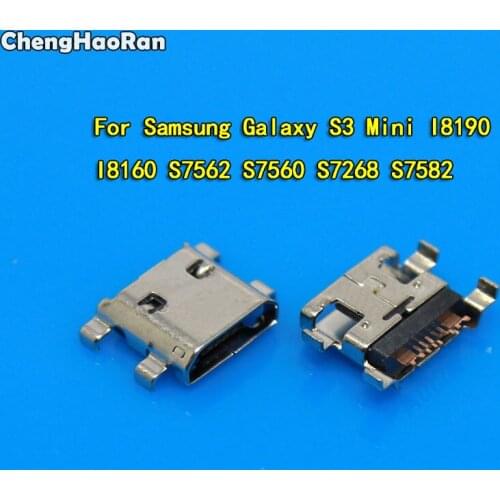 ChengHaoRan 5pcs For Samsung Galaxy S3 Mini I8190 I8160 S7562 Micro USB Jack Power Connector Charging Port Socket Dock Plug