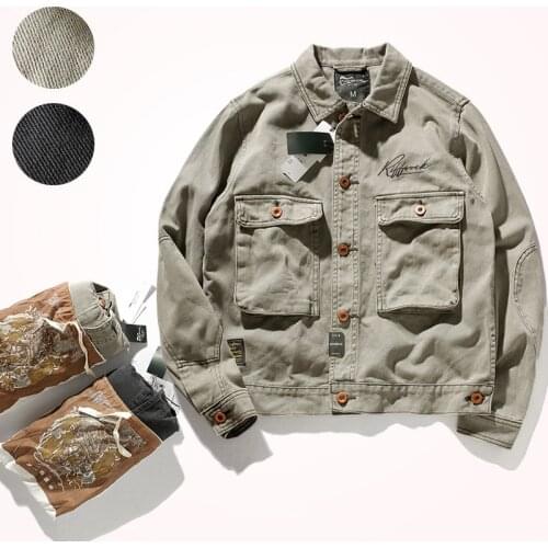 2020 Autumn Cargo Jacket Mens Japanese Retro Fashion Multi Pocket Heavyweight Top Thick Pure Cotton Woven American Coat