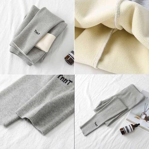 Height 90-160cm Girls' Leggings Thickened Velvet Outdoor Wear Elastic Waist Knitted Winter Childrens Pants Clothing