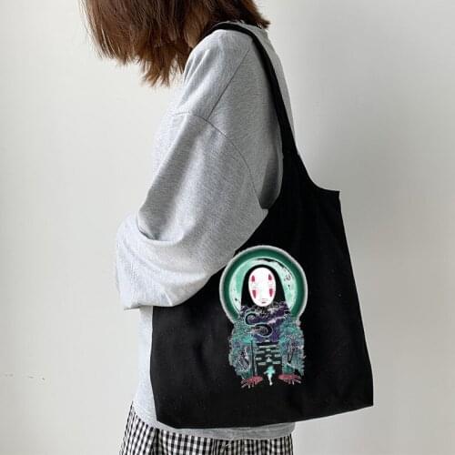 Japan Style Print Reusable Tote Bag Canvas Anime Shopping Bag Printing Eco Bag Large Cartoon Shopper Shoulder Bags Women Men