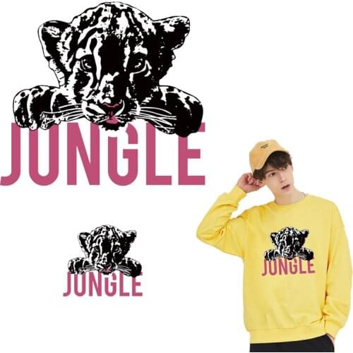 Jungle Cartoon Tiger Patches Heat Transfer Vinyl Sticker Iron on patches For Clothes Ironing Transfer pattern For Kids T-shirt