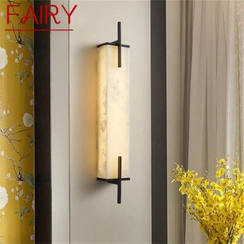 FAIRY Brass Indoor Sconce Wall Lights Modern Bedroom Luxury Marble LED Lamp Design Balcony For Home Corridor