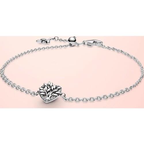 New Original s925 Sterling Silver Heart Family Tree Chain Bracelets 2021 Women DIY fine Jewelry Mothers Day Gifts Free shipping