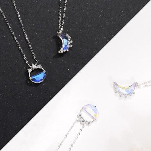 Glowing Discoloration Moon Chain Necklace Korea Creative Luminous Stone Pendant Necklaces for Women Fashion Jewelry Gifts