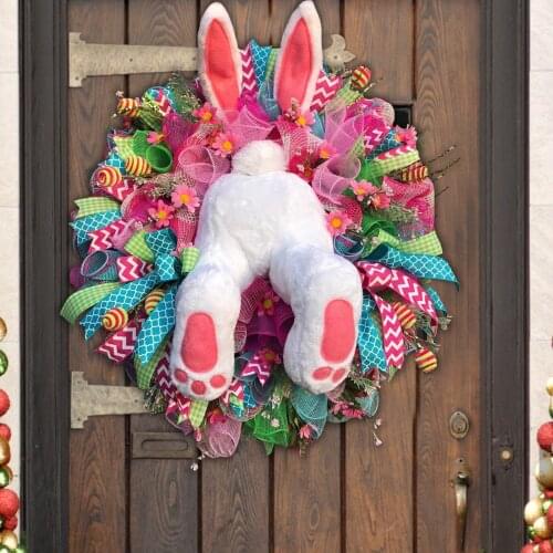 Easter Thief Bunny Butt Wreath With Easter Cross Garland Home Decor Spring Wedding Wreath Cartoon Bunny Shape Ornaments