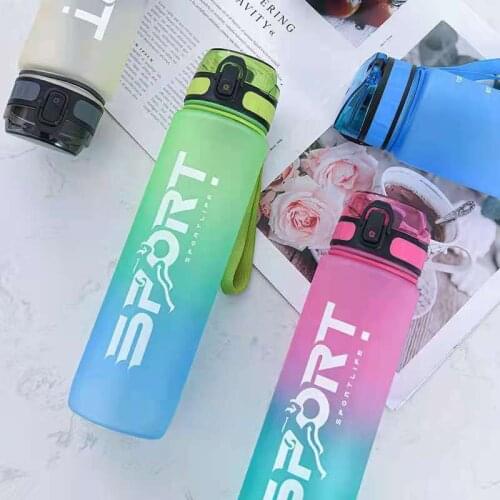 1L Plastic Water Bottle Frosted Gradient Bounce Cup Sports Space Cup Outdoor Fitness Bottle