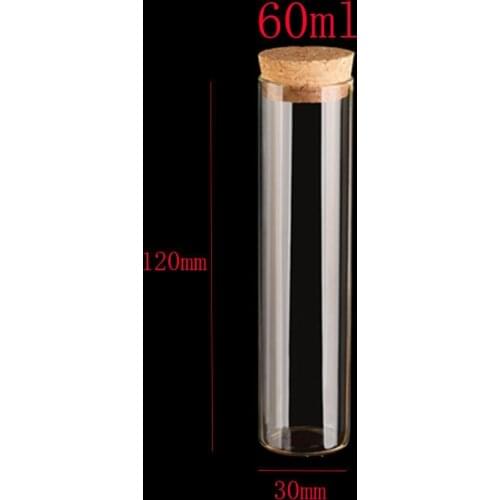 60ml Empty display Glass bottle with Cork 60cc Glass Jar containers Cosmetic Container, 2oz Glass Container vial test glass tube