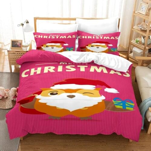 Christmas Bedding Set Duvet Covers Pillowcases Santa Claus 3D Print Children Room Cartoon duvet cover set Bedclothes