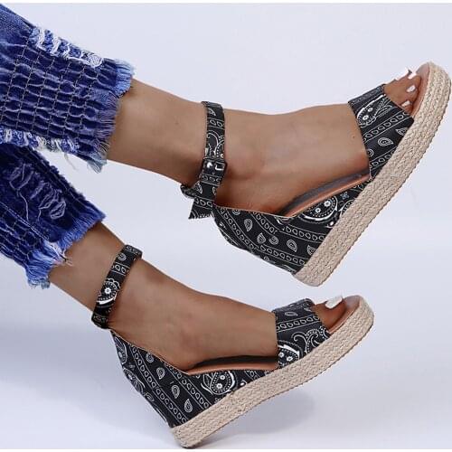 SAGACE Women Casual Slippers Slip On Strap Cross Shoes Plus Size 2021 Summer Buckle Strap Wedges Weave Beach Open Toe Sandals