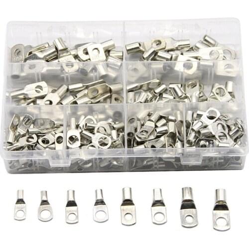 SC Bare Tinned Copper Lug Terminals Ring Seal Wire Connectors Bare Cable Crimped/Soldered Terminal Assortment Kit 240PCS