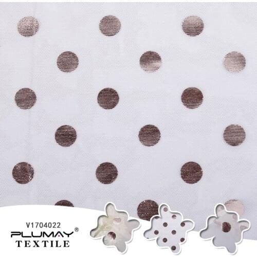 Mesh Fabric 100%Polyester Material Soft Hot stamping lace fabric Gold Polka Dot Foil Tulle for Stage costumes party dress
