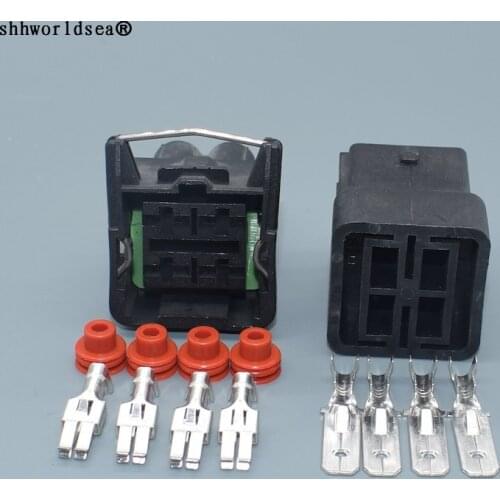 Shhworldsea 4 Pin Female Male 6.3mm Auto Connector 6.3 Series Socket For VW With Terminals 357941165