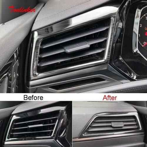Tonlinker Interior Center Control Outlet Cover Stickers for Volkswagen Jetta MK7 2019-20 Car Styling 1/2PCS Metal Cover Stickers