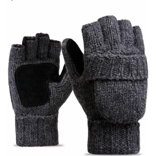 YRRETY Unisex Thickened Mens Mens Wool Winter Warm Fingerless Gloves Knitted Warm Flip Half-finger Gloves Goth Lolita