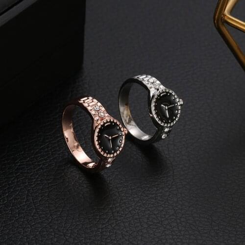 Nanny Womens Fashion Creative Watch Rings Zircon Inlaid Clock Dial Charm Personality Couple Gift Hot Sale New Jewelry Wholesale