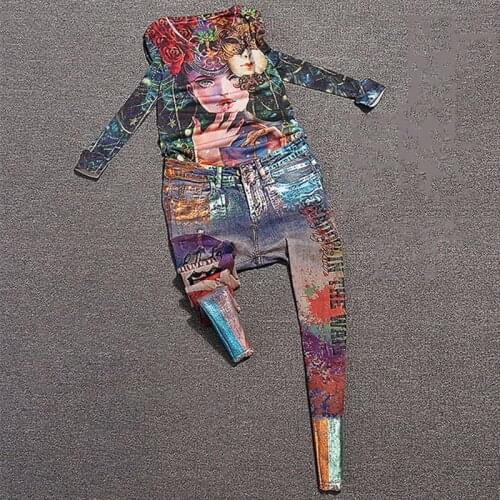 Summer Women 3D Flower T-shirts 2020 Casual Denim Pants Suit Womens Casual Long Sleeve T-Shirt +Jeans Two Piece Set