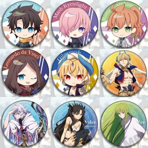 58MM Fate Grand Order Badges on a Backpack FGO Anime Icons Pins Badge Decoration Brooches Metal Badges For Clothes DIY Badges
