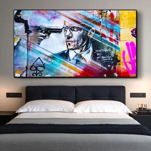 Famous Movie Star Statham Graffiti Art Posters And Prints Tough Guy Street Wall Art Picture On Canvas Painting For Living Room