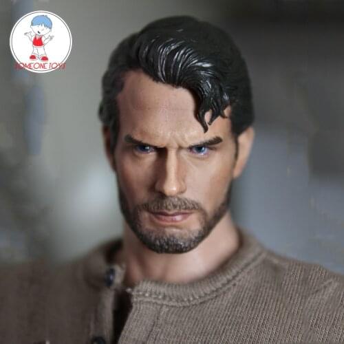 1/6 Scale Beard Henry Cavill Head Sculpt for Hot Toys Super Muscular mAN Body Figure