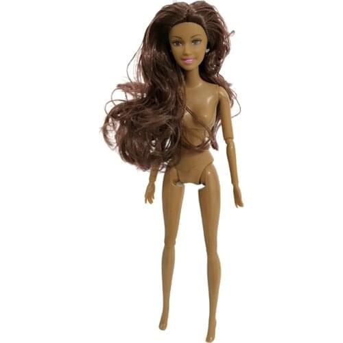 1 PC Nude Brown Doll with Head for Girls Dolls Baby Movable Joint African Doll Toy Accessories Birthday Gift for Girl