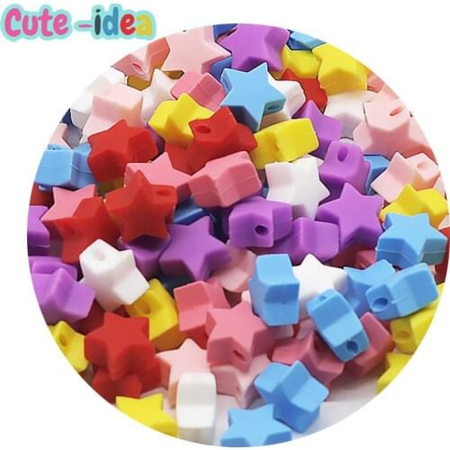 Cute-Idea Baby Silicone Beads 10pcs Food Grade Mini Star Chew Teething Beads DIY Baby goods Kids Pacifier Chain Toys Accessories