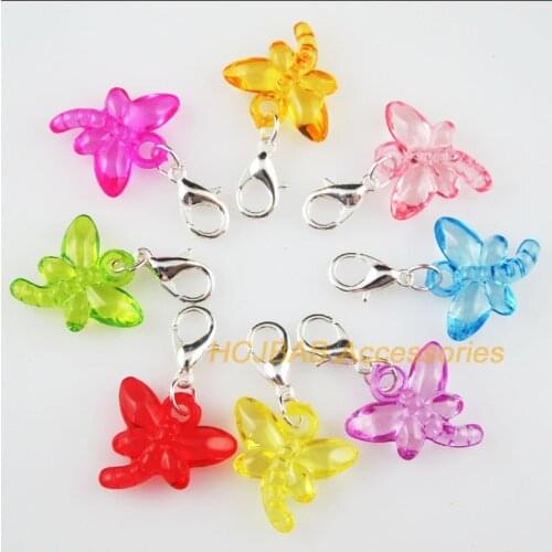 16 New Animal Dragonfly Charms Connectors Clasps Silver Plated Mixed Acrylic