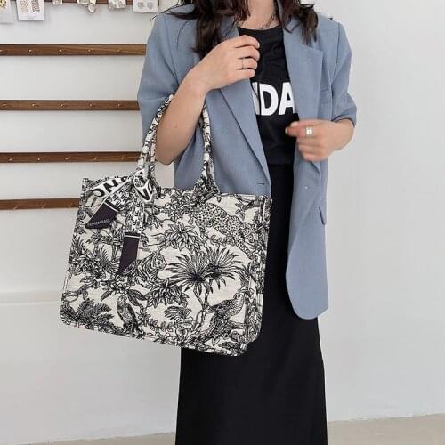 2021 new luxury handbag women fashion shoulder bag ladies canvas embroidery large-capacity travel shopping bag