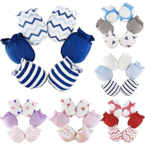 3 Pairs Baby Anti Scratching Soft Pure Cotton Gloves Newborn Protection Face Scratch Mittens Infant Handguard Supplies
