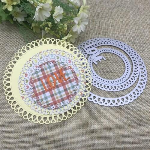 4pc Round lace frame Metal Cutting die keychain shaker Heart Paper Key Chain Scrapbook Paper Craft Card Punch Art Knife Cutter