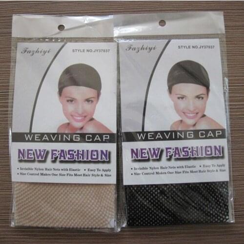10Pc 2 Ends Through Heat Resistant Stretchable Weaving Black Nude Snood Hair Net Wig Cap, Making Caps