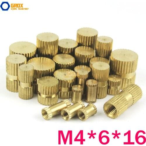 50 Pieces M4*6*16mm (ID*OD*Length) Brass Blind Knurl Nut Insert Thumb Nut