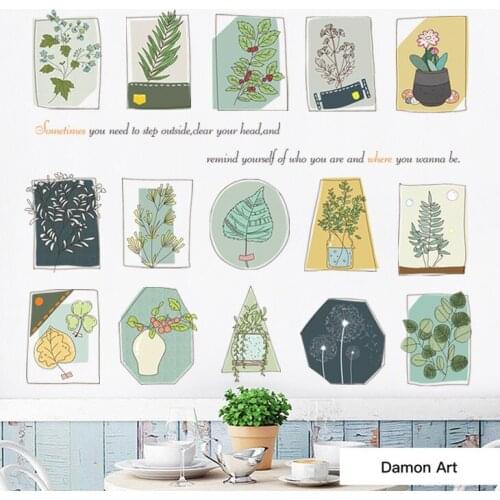 61*81CM Wall Sticker Plant Leaves Flower Wall Pictures for Living Room Bedroom Decor Vintage Nordic Art House Decoration Postesr
