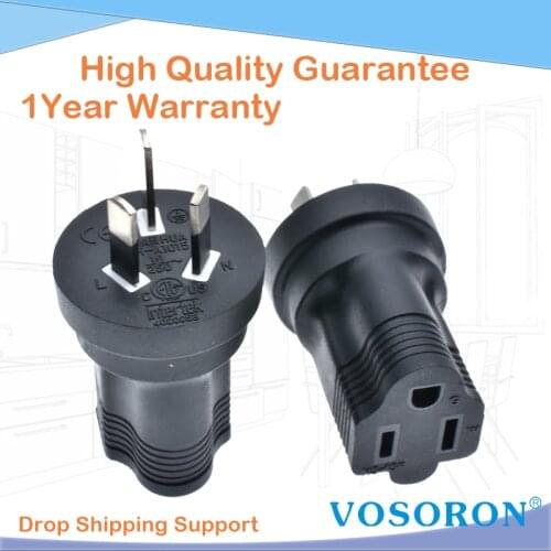 AU to US NEMA 5-15R Power Adapter Converter, Australian Male to Female American Standard 3 Prong Power Plug Adapter Connector