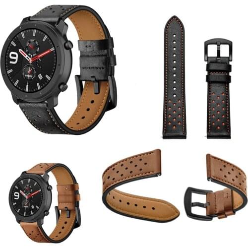 Band for Xiaomi Huami Amazfit GTR 47mm 42mm watch Strap Leather smartwatch wristband metal black buckle bracelet accesorios